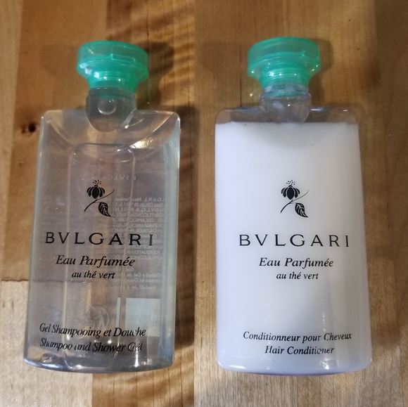 BVLGARI Au The Vert (Green Tea) (1) Shampoo and Shower Gel (1) Hair Conditioner  - Picture 1 of 5